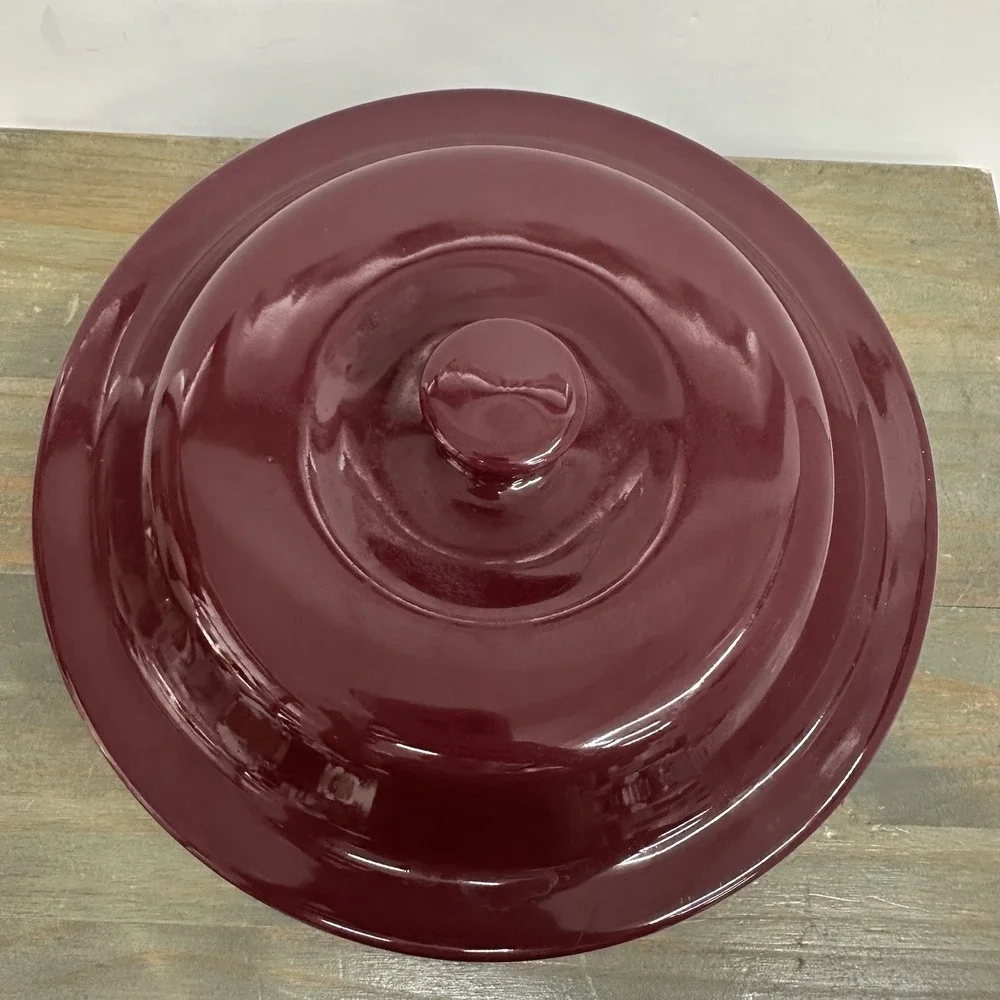 The Pampered Chef 1.5 QT Cranberry Baker Roaster Dutch Oven Stoneware & Lid